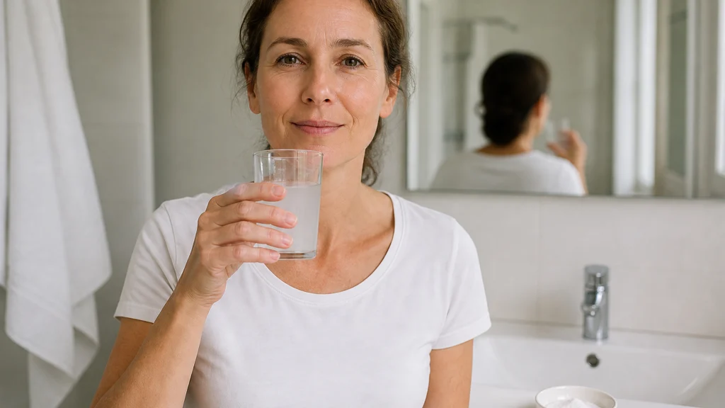 Illustration éditoriale pour l’article « Bicarbonate de sodium en bain de bouche : l'atout sourire »